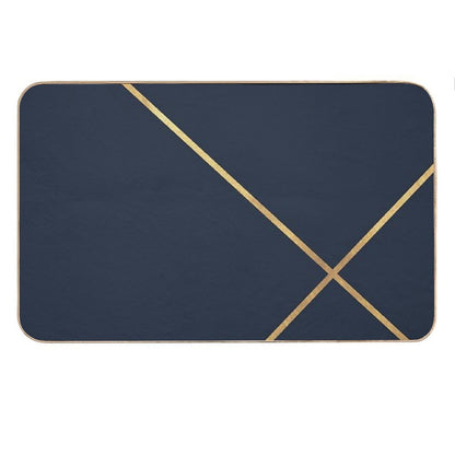 Minimalist Midnight Navy And Gold Lines Bath Mat