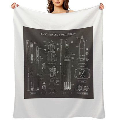SPACEX Falcon 9 & Falcon Heavy (Blackboard) Throw Blanket