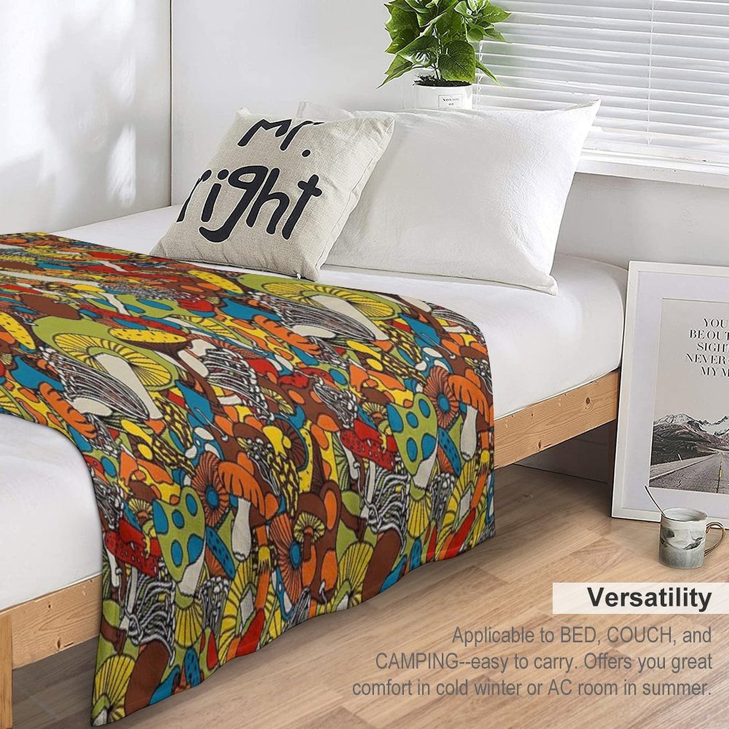 70s Psychedelic Mushroom Throw Blanket