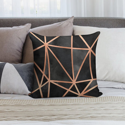 Black And Copper Geo Soft Skin-Friendly Throw Pillow