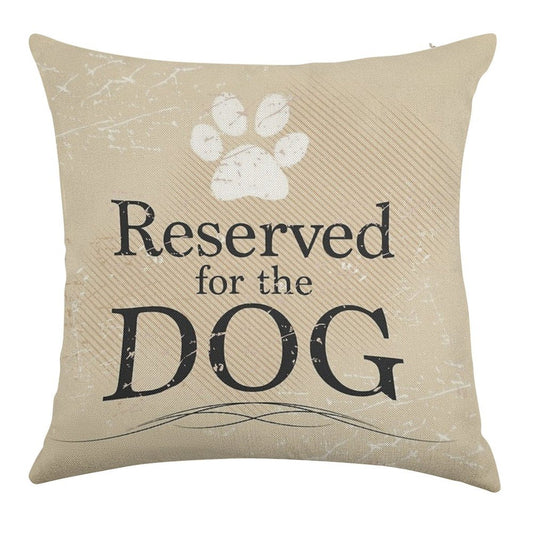 Reserved for The Dog (Tan) Linen Throw Pillow Cover