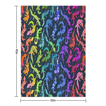 Bright Rainbow Geckos Throw Blanket