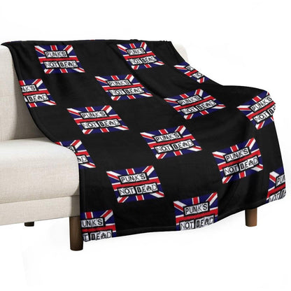 Union Jack. Punks Not Dead Throw Blanket