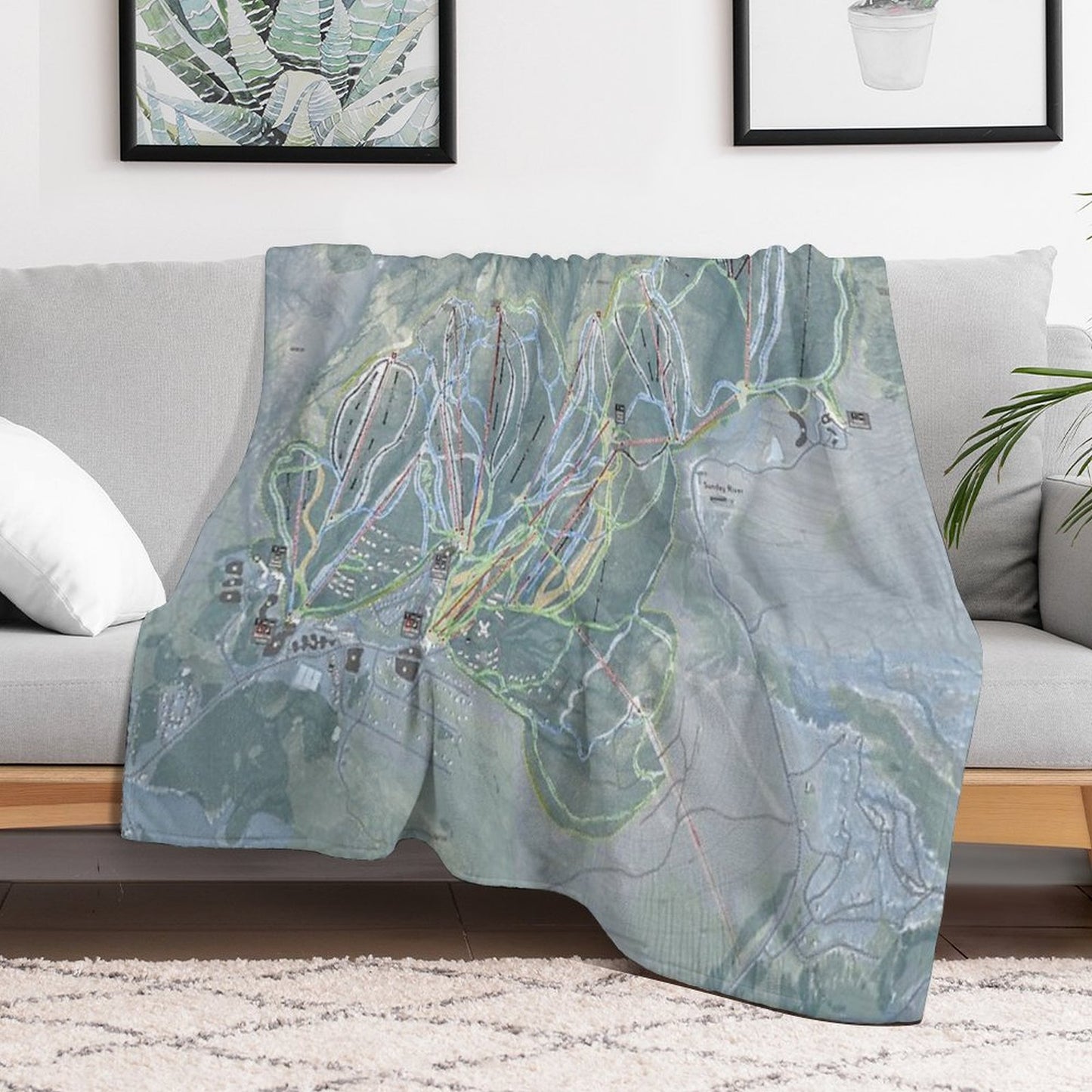 Sunday River Resort Trail Map Throw Blanket