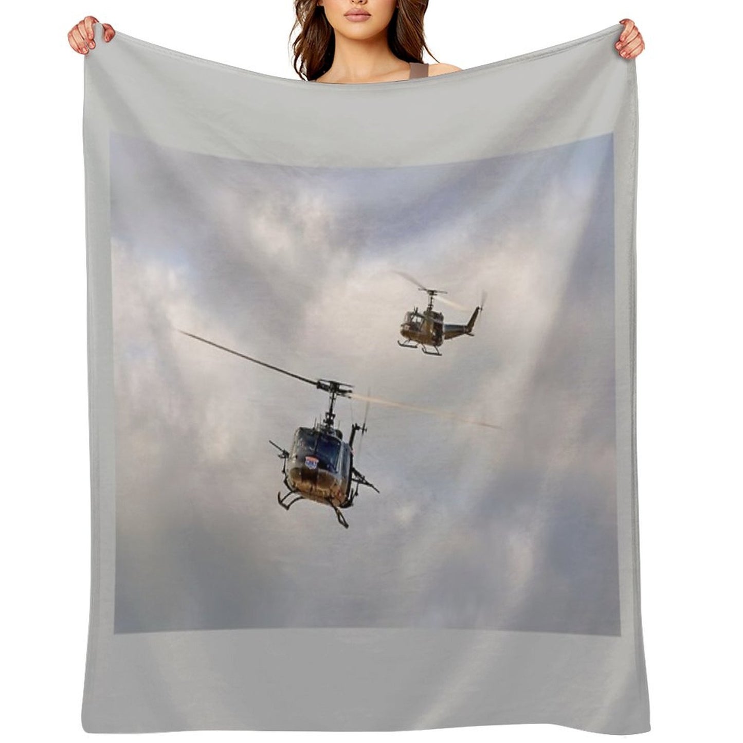 Bell UH-1 Iroquois Helicopters - (A Pair of Hueys) Throw Blanket
