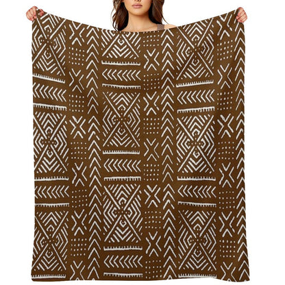 Line Mud Cloth  Brown Throw Blanket