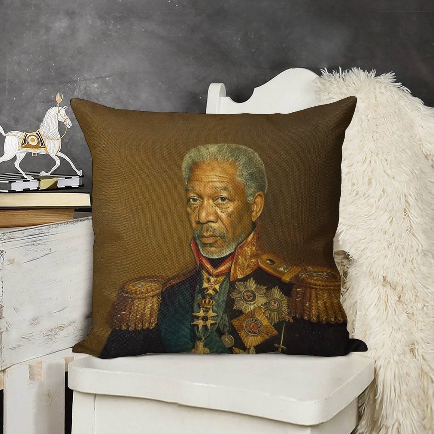Morgan Freeman - Replaceface Linen Throw Pillow Cover