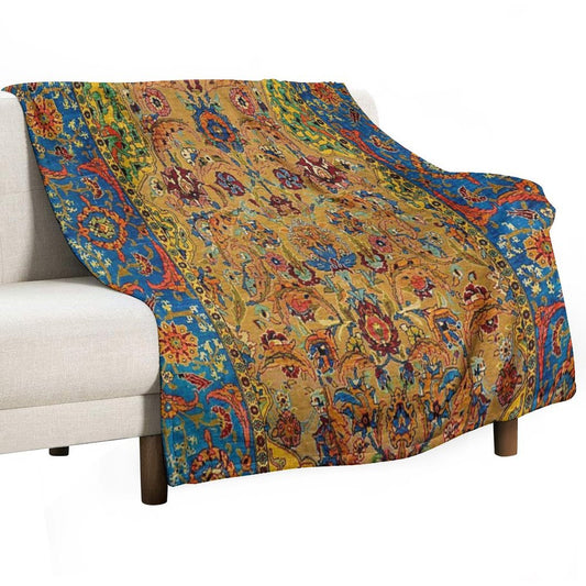 Hereke Vintage Persian Silk Rug Print Throw Blanket