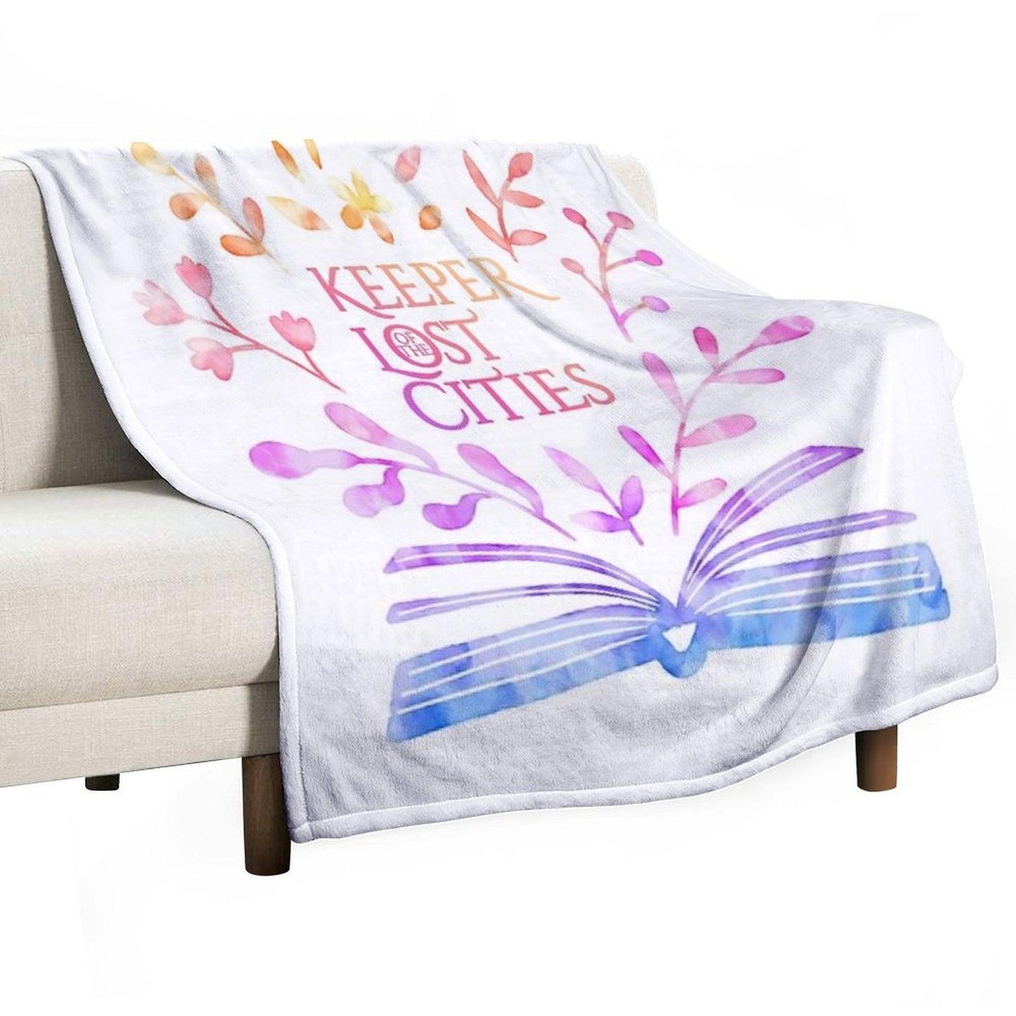 Keeper of The Lost Cities Watercolor Bookish Design Throw Blanket