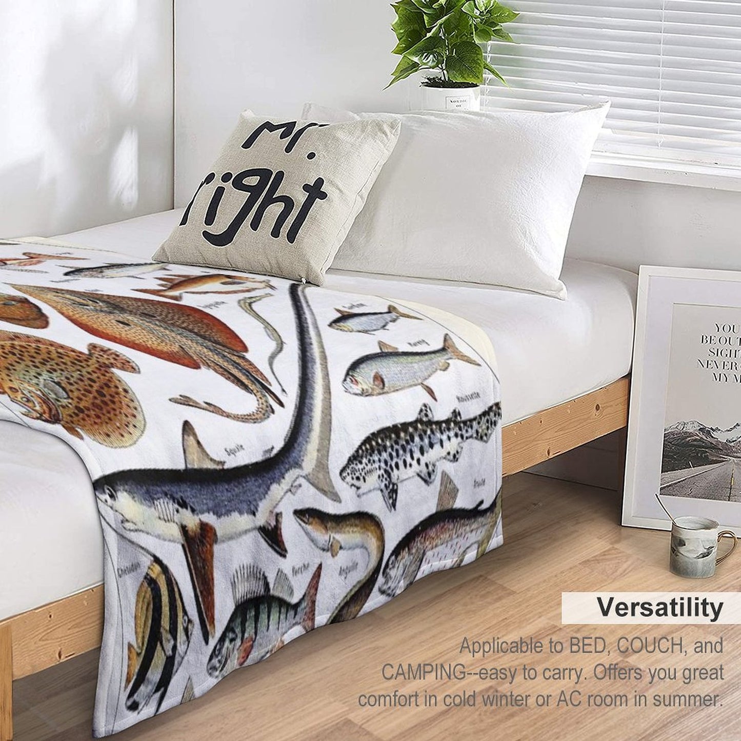 Adolphe Millot - Poissons B - French Vintage Nautical Poster Throw Blanket