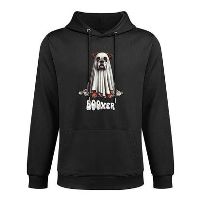 Funny Boxer Dog Halloween Ghost, BOOxer, Dog Mom, Spooky Pet Medium-Weight Fabric Hoodie