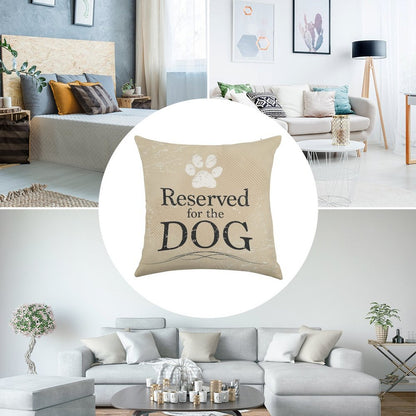 Reserved for The Dog (Tan) Linen Throw Pillow Cover