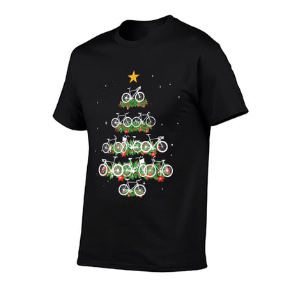 Bicycle Xmas Tree Ornaments Bike Rider Christmas Cycling  Summer-ready Fabric T-Shirt