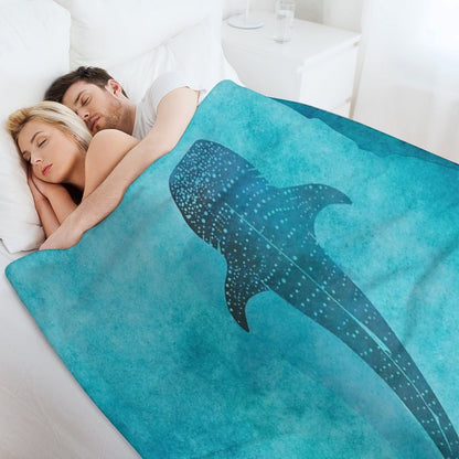 Whale Shark Blue Ocean Throw Blanket