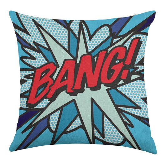 BANG Comic Book Pop Art Modern Fun Graphic Linen Throw Pillow Cover