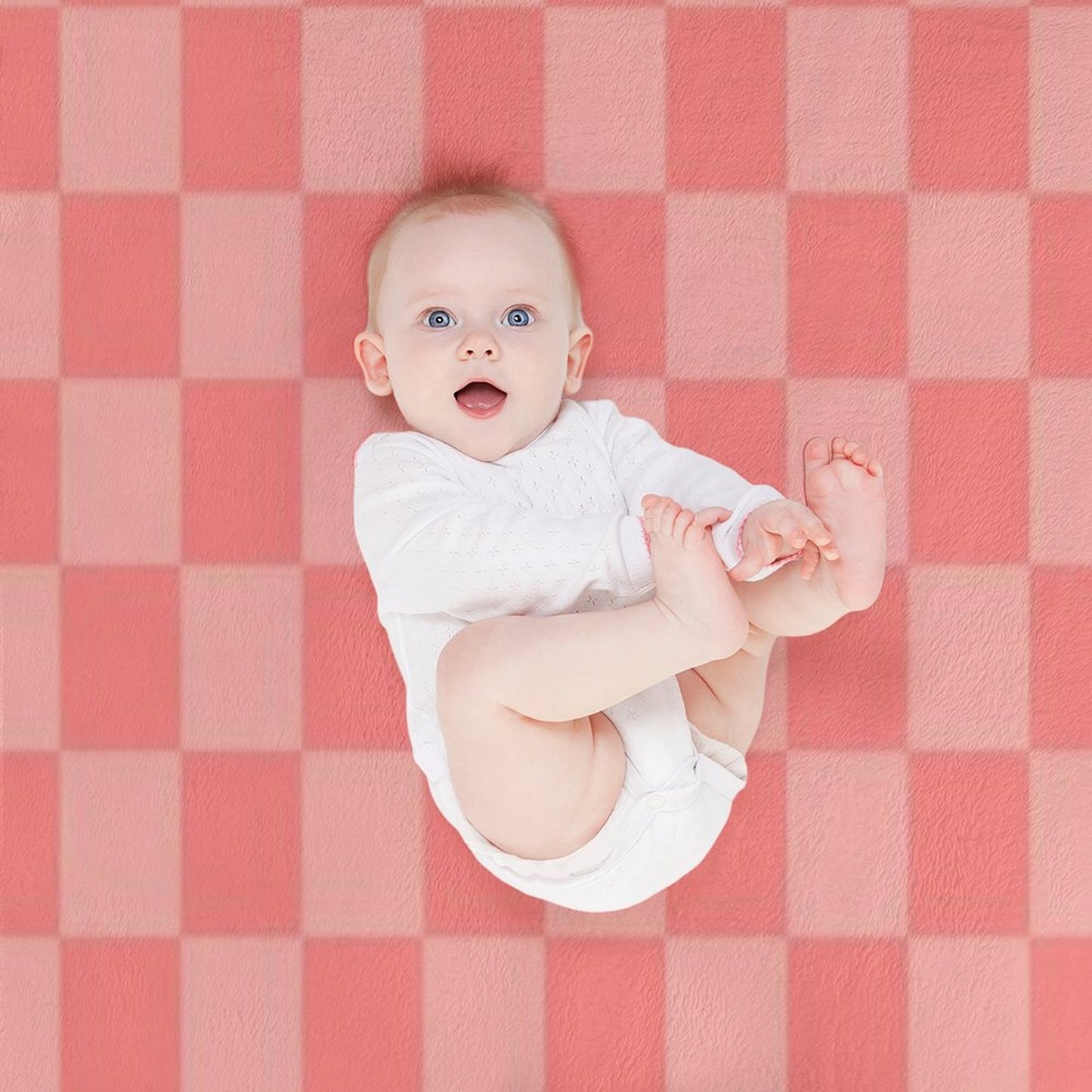 Checkerboard Mini Check Pattern in Double Blush Pink Throw Blanket