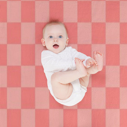 Checkerboard Mini Check Pattern in Double Blush Pink Throw Blanket