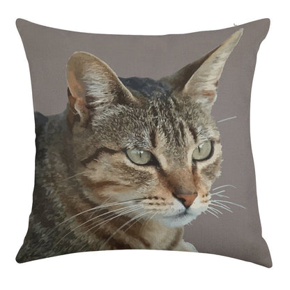 Stunning Tabby Cat Close Up Portrait Vector Isolated Linen Throw Pillow Cover
