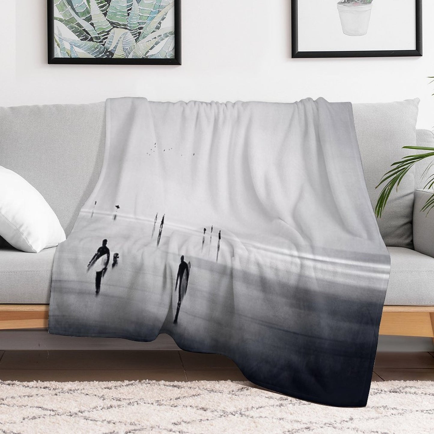 Strangers on A Beach - Abstract Seascape Throw Blanket