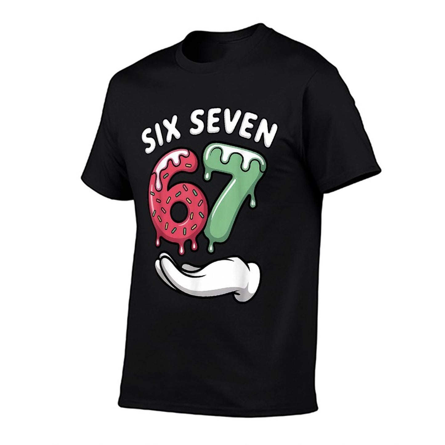 Six Seven Ice Cream Drip Cool Meme 67 Funny Number  Heathered Texture T-Shirt
