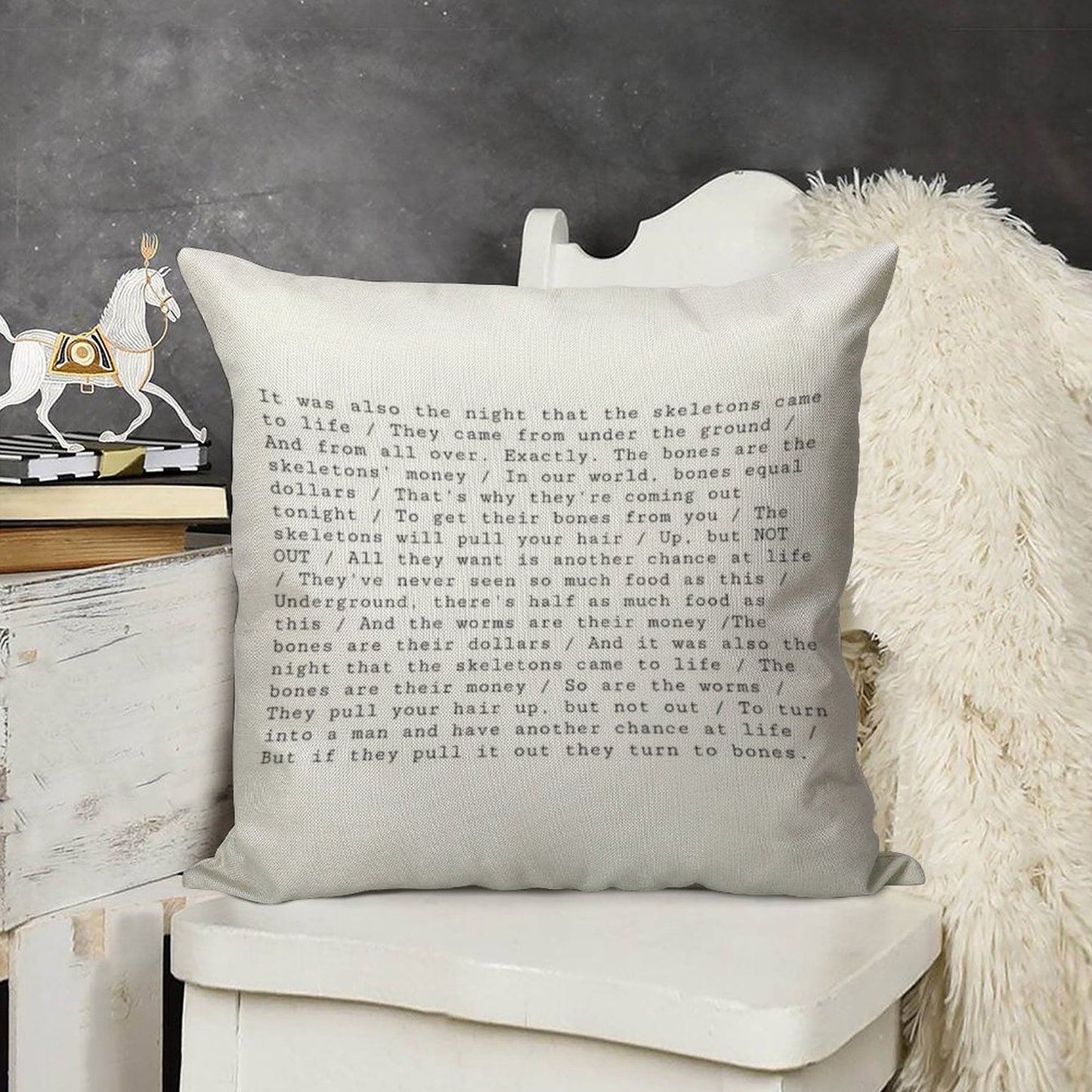 The Night That The Skeletons Came to Life Linen Throw Pillow Cover