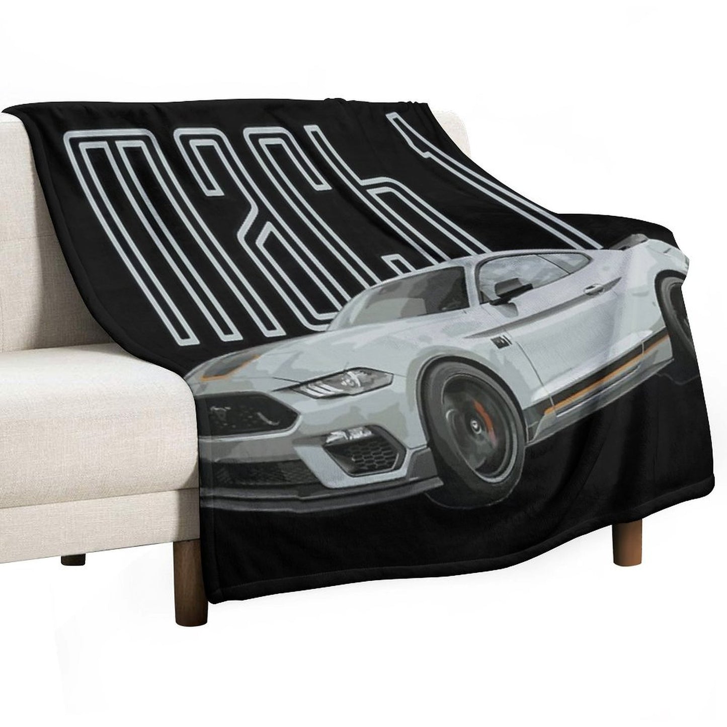 MACH 1 Mustang GT 5.0L V8 Performance Car Fighter Jet Gray Throw Blanket