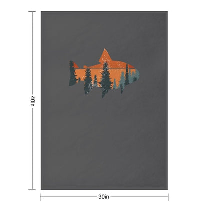 Trout Fly Fishing Nature Outdoor Fisherman Gift Throw Blanket