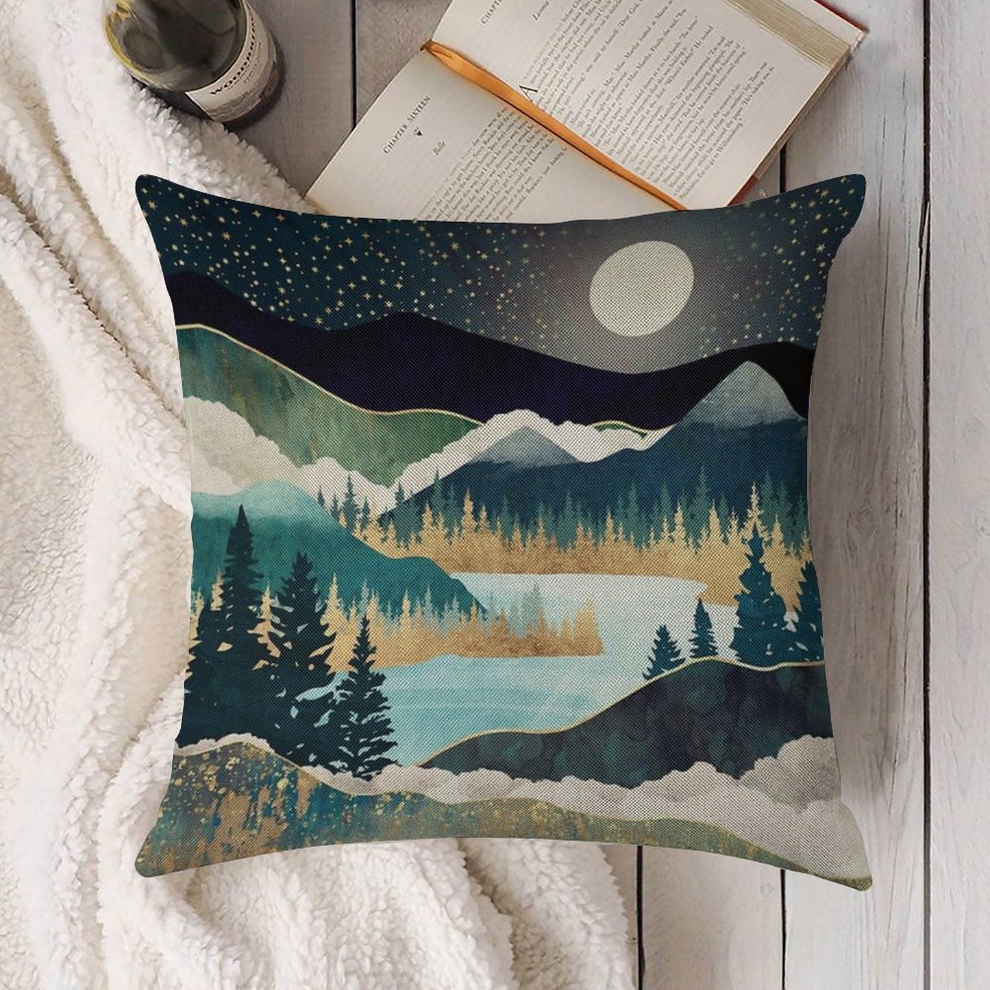 Star Lake Linen Throw Pillow Cover