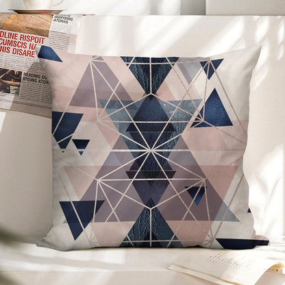 Blush Navy Geometric Linen Throw Pillow Cover