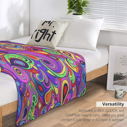 Groovy Psychedelic Hippy Paisley Pattern Throw Blanket