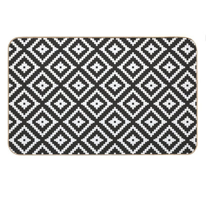Aztec - White on Black Bath Mat
