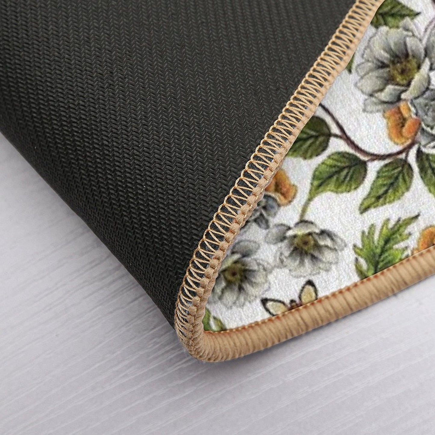 Spring Reflection - FloralBotanical Pattern W Birds, Moths, Dragonflies & Flowers Bath Mat