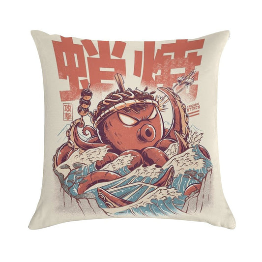 Takoyaki Attack Soft Washable Throw Pillow