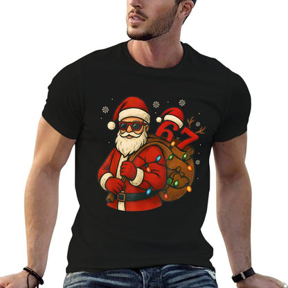 67 Christmas Funny Six Seven Meme Santa Claus Men Boys Kids  Breathable T-Shirt