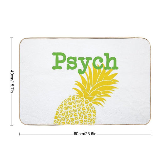 Minimalist Psych TV Show Pop Culture Lime Yellow Fun Green Pineapple Bath Mat