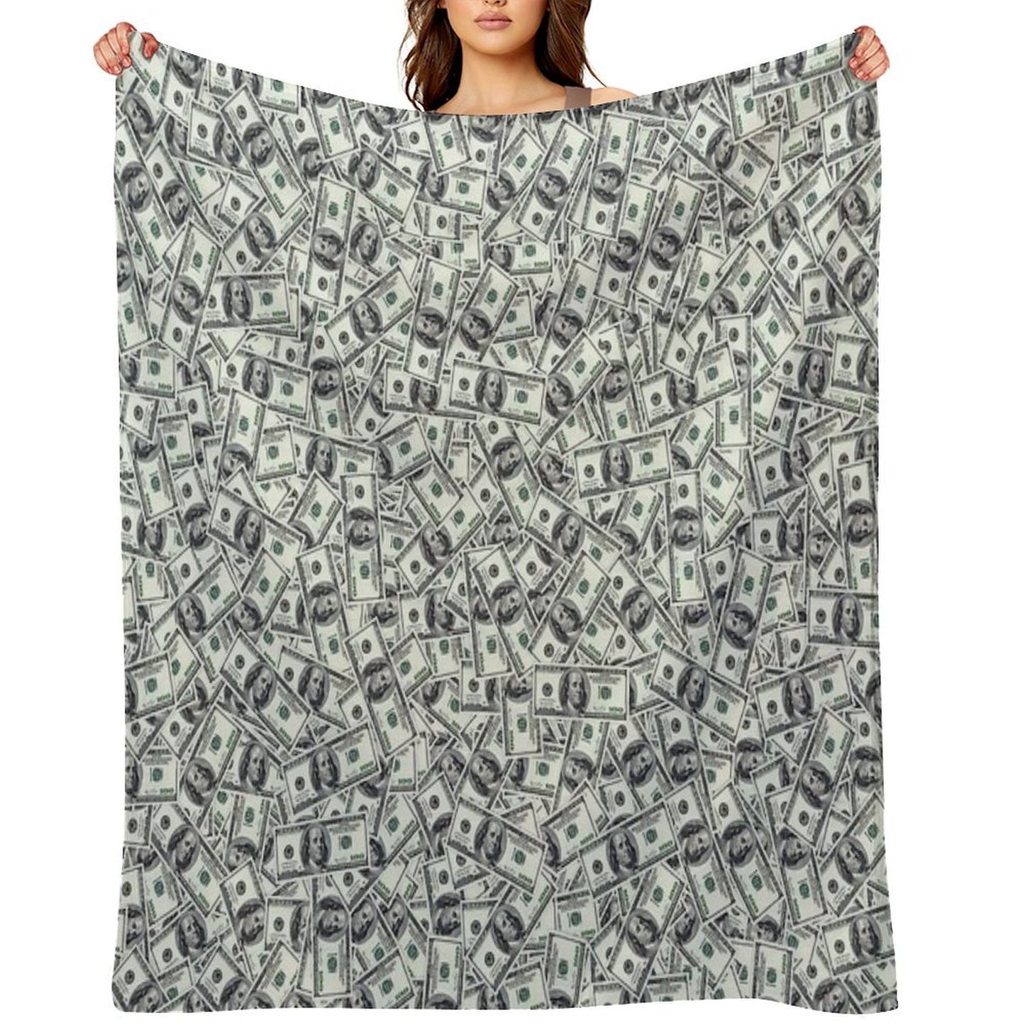 Giant Money Background 100 Dollar Bills Throw Blanket