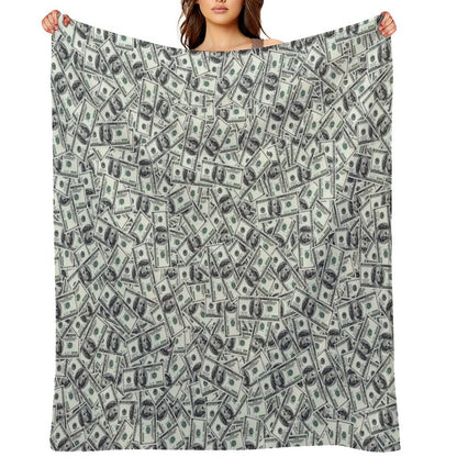 Giant Money Background 100 Dollar Bills Throw Blanket