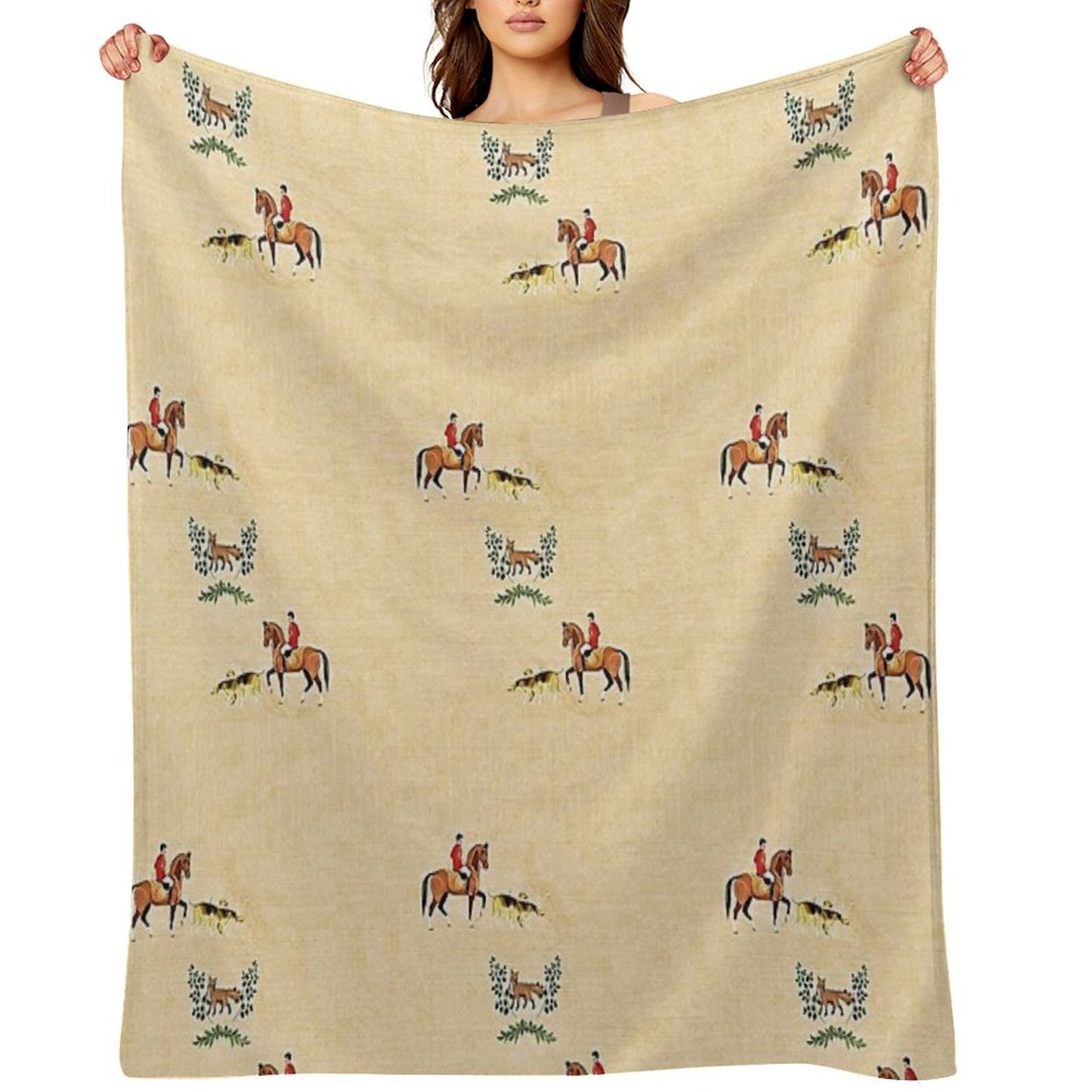 English Country Foxhunt Throw Blanket