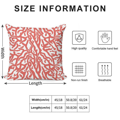 Coral Reef Pattern  Reddish Coral White Coastal Beach House Soft Washable Throw Pillow