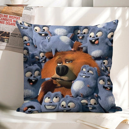 Grizzy And The Lemmings Linen Throw Pillow Cover