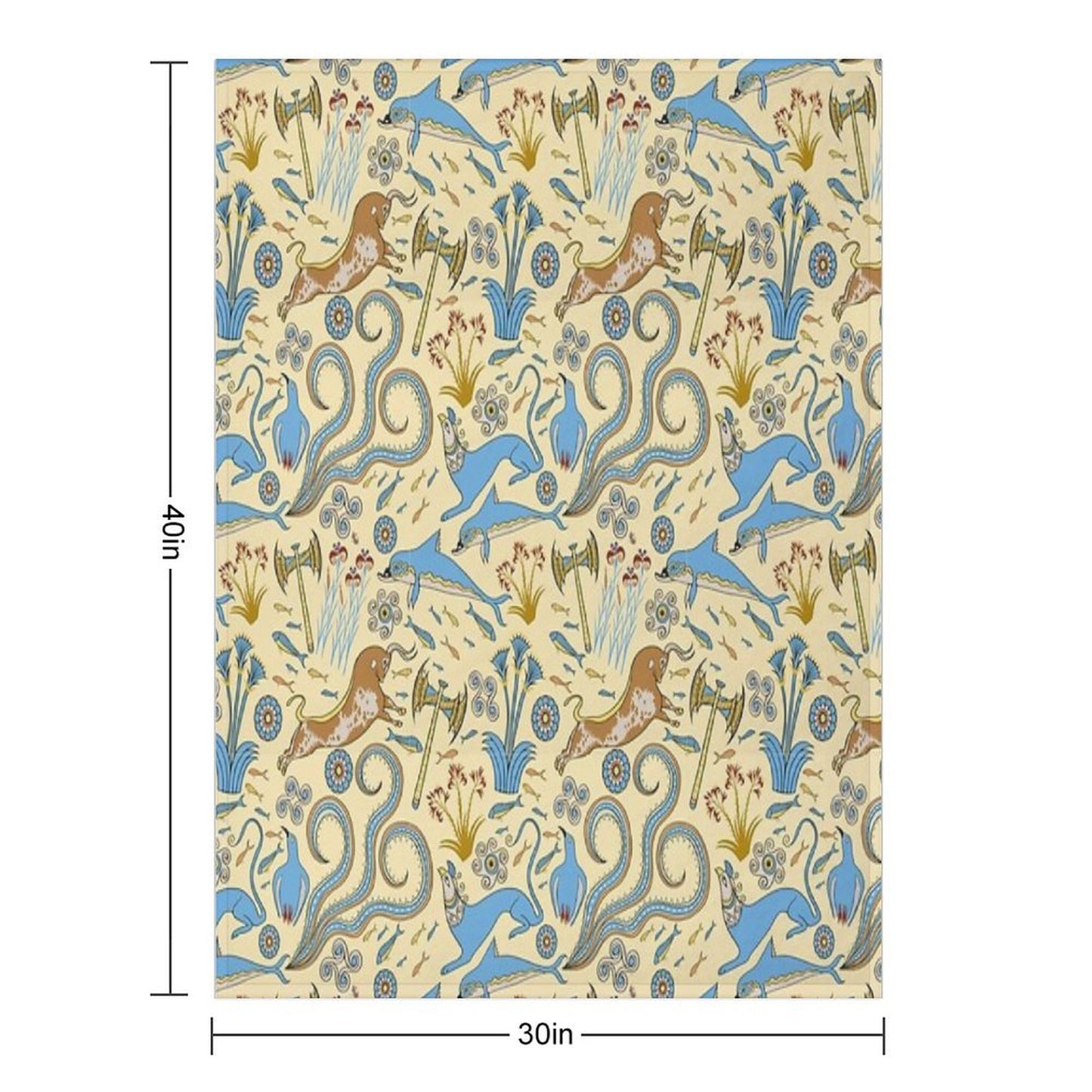 Minoan Fresco Motifs Pattern Throw Blanket
