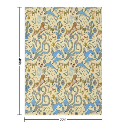 Minoan Fresco Motifs Pattern Throw Blanket