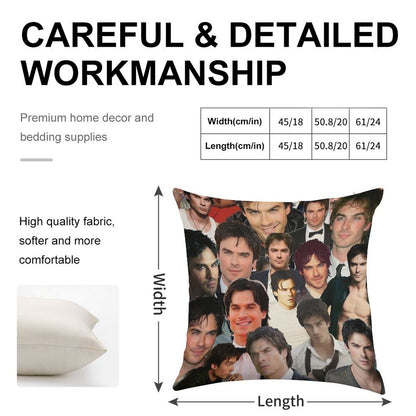 Ian Somerhalder Photo Collage Linen Throw Pillow Cover