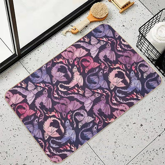 Dragon Fire Dark Pink & Purple  Anti-Trip Bath Mat