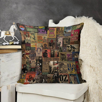 Rock N' Roll Stories II Linen Throw Pillow Cover