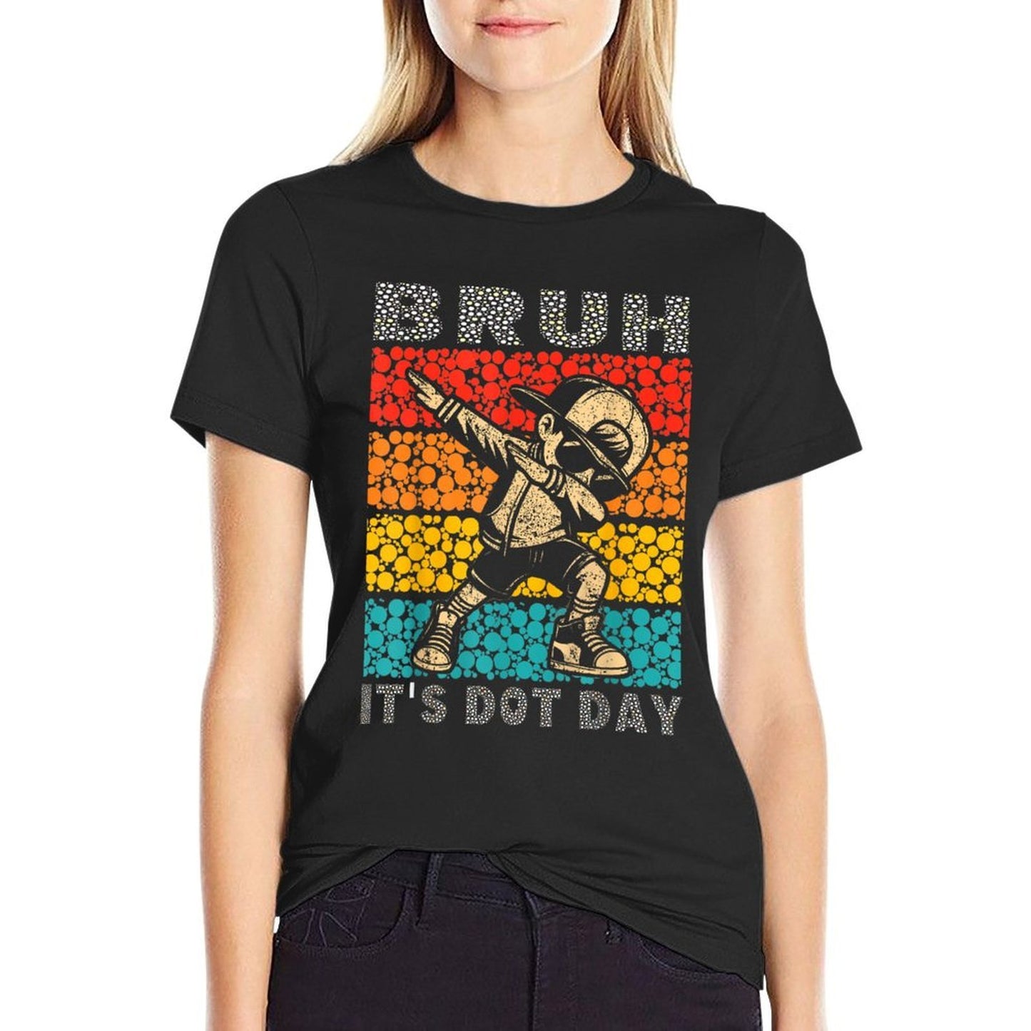 Bruh Its Dot Day Dabbing Boy Kids Boys Girls Women Dot Day  Oversized Silhouette T-Shirt
