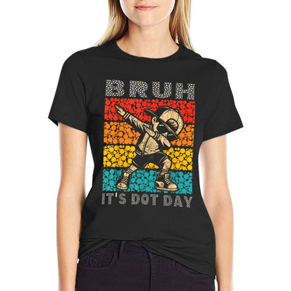 Bruh Its Dot Day Dabbing Boy Kids Boys Girls Women Dot Day  Oversized Silhouette T-Shirt