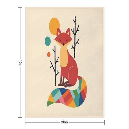 Rainbow Fox Throw Blanket