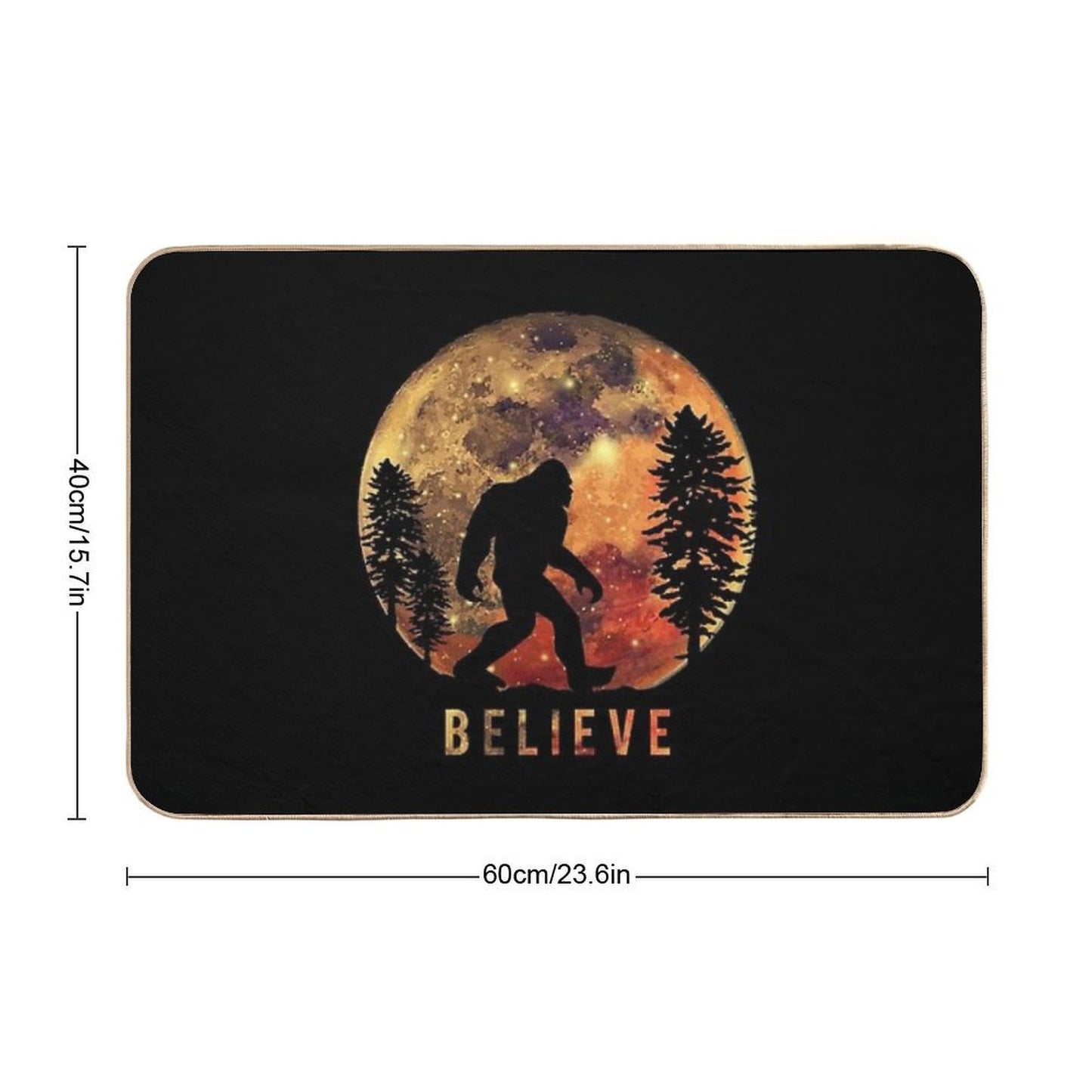 Bigfoot Sasquatch Full Moon Silhouette Believe  Dirt-Trapping Bath Mat
