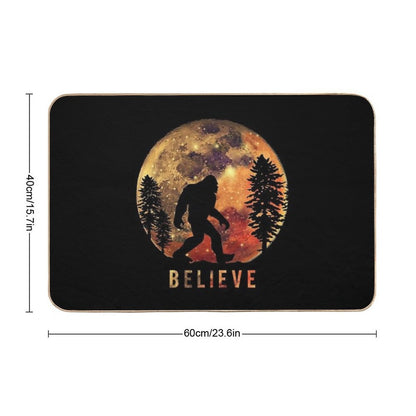 Bigfoot Sasquatch Full Moon Silhouette Believe  Dirt-Trapping Bath Mat
